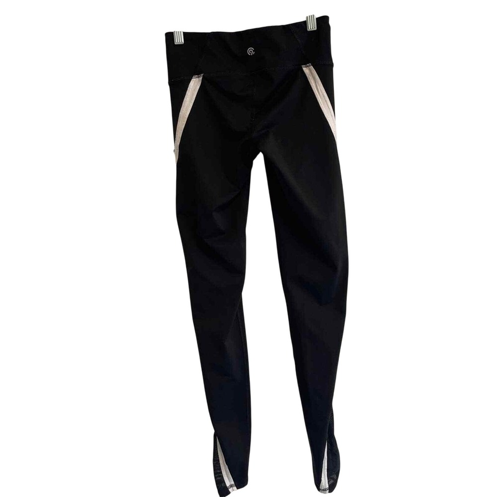 Champion‎ Duo Dry Black White Stripe Mesh Pocket Leggings Womens Small - Picture 2 of 6